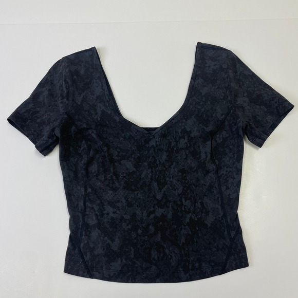 Lululemon Tops - LULULEMON Align Tee Crop Hideaway snakeskin Camo Deep Coal Multi Size 4